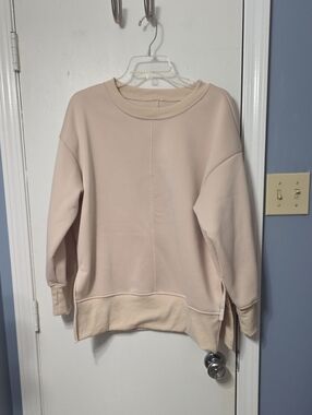Relaxed Crewneck Sweatshirt in Light Beige